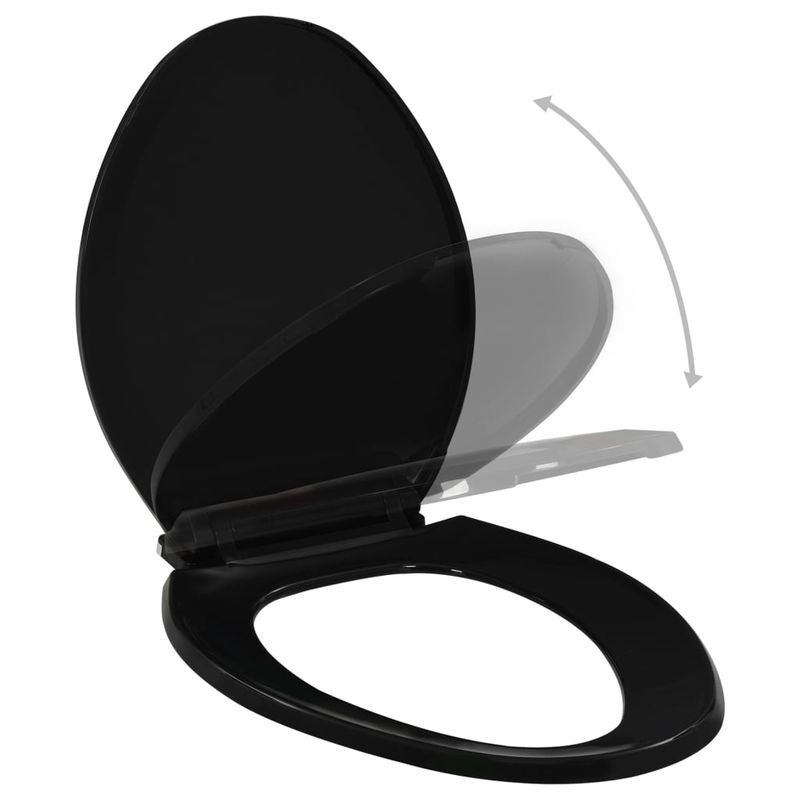 Casa si Gradina - Sanitare - Obiecte sanitare - Accesorii vase de toaleta - Capac WC cu inchidere silentioasa, eliberare rapida, negru, mărime 47x35 cm - Infinity.ro