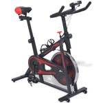 Sport si Outdoor/Fitness/Aparate fitness/Biciclete fitness - Bicicleta antrenament fitness, cu senzor puls, negru si rosu - Infinity.ro