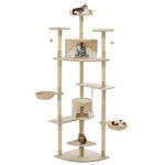 Petshop - Accesorii petshop - Jucarii animale - Ansambluri de joaca - Ansamblu pisici cu stalpi din funie sisal, 203 cm, bej si alb - Infinity.ro