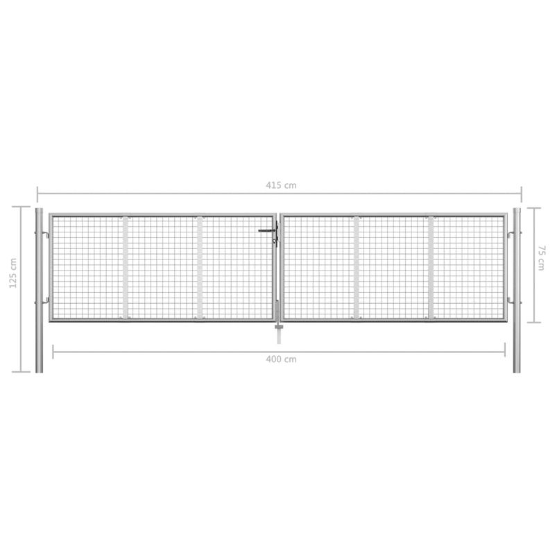 Casa si Gradina - Constructii - Usi interior, exterior si garaj - Usi garaj - Poarta de gradina plasa, argintiu, 415 x 125 cm, otel galvanizat - Infinity.ro