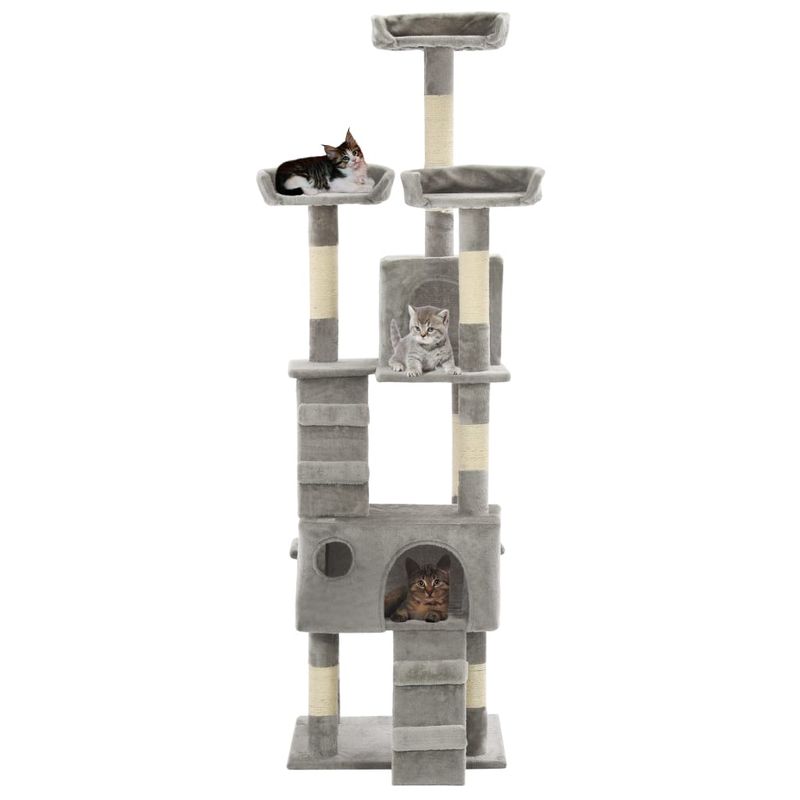 Petshop - Accesorii petshop - Jucarii animale - Ansambluri de joaca - Ansamblu pentru pisici cu stalpi funie sisal, 170 cm, gri - Infinity.ro
