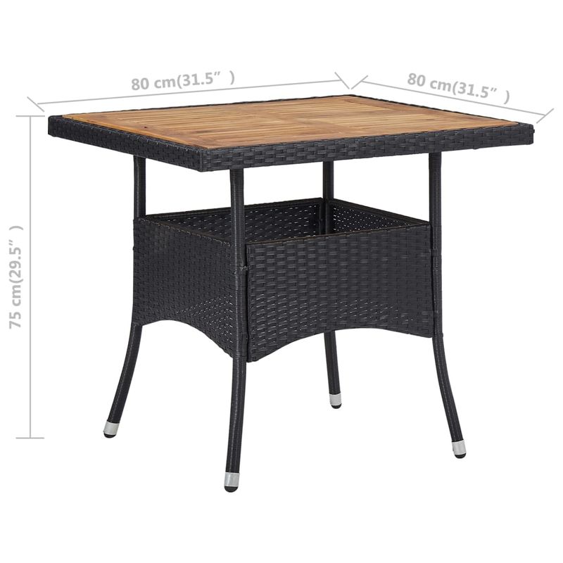 Casa si Gradina - Gradina si terasa - Mobilier exterior - Mese gradina - Masa de exterior, negru, poliratan și lemn masiv de acacia - Infinity.ro