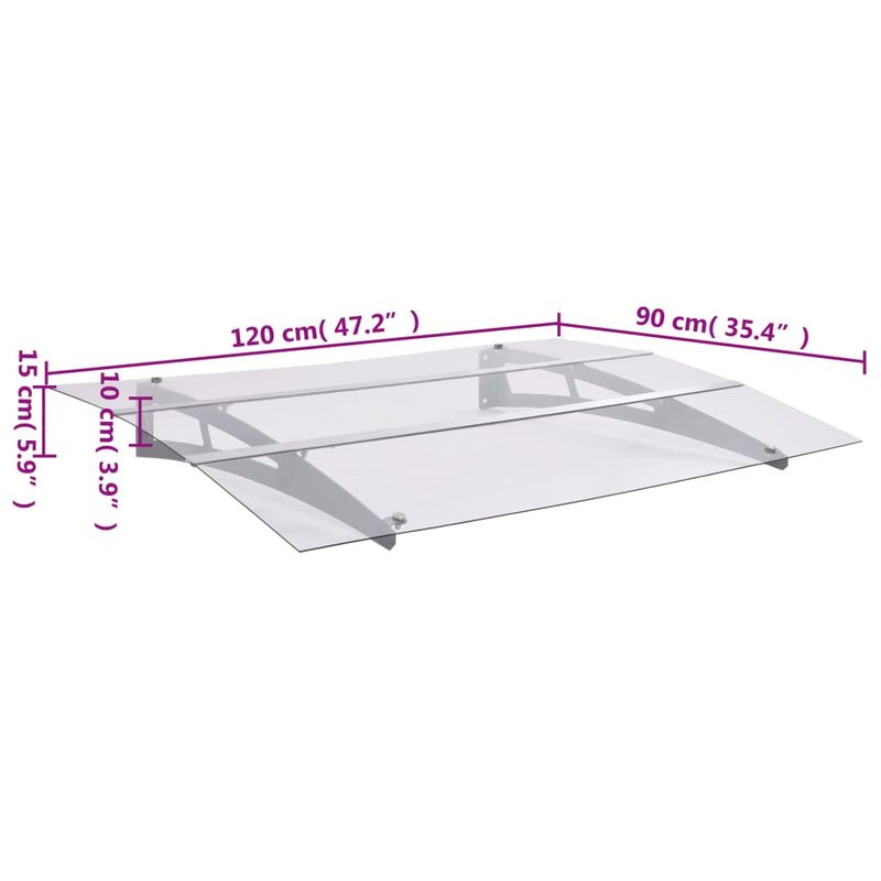 Casa si Gradina - Gradina si terasa - Umbrele si pavilioane - Pavilioane - Copertina de usa argintiu si transparent 120x90 cm policarbonat - Infinity.ro