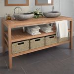 Casa si Gradina - Mobilier - Mobilier baie - Comode baie - Comoda de chiuveta baie, 132x45x75 cm, lemn masiv de tec - Infinity.ro