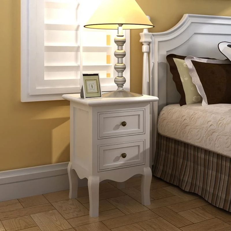 Casa si Gradina - Mobilier - Comode si corpuri - Noptiere - Noptiera cu 2 sertare, 2 buc., alb, MDF - Infinity.ro