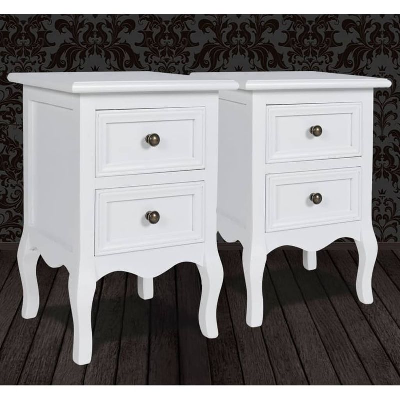 Casa si Gradina - Mobilier - Comode si corpuri - Noptiere - Noptiera cu 2 sertare, 2 buc., alb, MDF - Infinity.ro