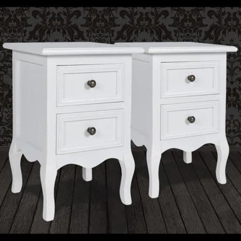 Casa si Gradina - Mobilier - Comode si corpuri - Noptiere - Noptiera cu 2 sertare, 2 buc., alb, MDF - Infinity.ro