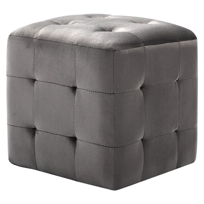 Casa si Gradina - Mobilier - Scaune si fotolii - Tabureti - Taburet, 2 buc., gri, 30 x 30 x 30 cm, tesatura din catifea - Infinity.ro