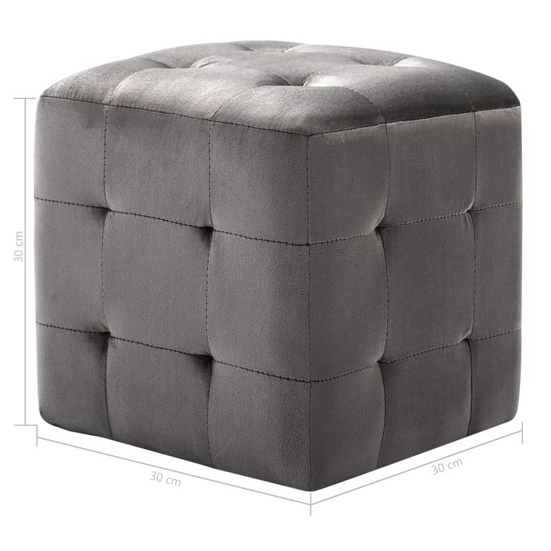 Casa si Gradina - Mobilier - Scaune si fotolii - Tabureti - Taburet, 2 buc., gri, 30 x 30 x 30 cm, tesatura din catifea - Infinity.ro