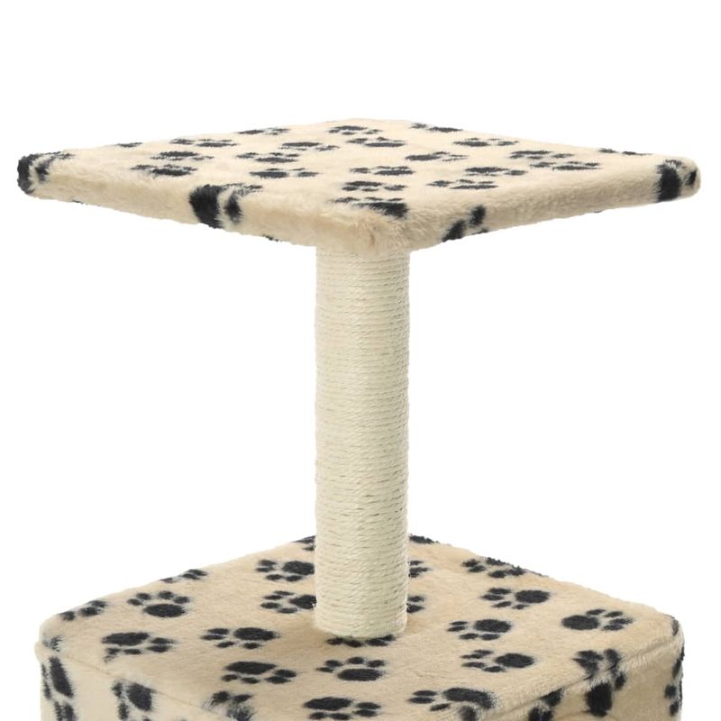 Petshop - Accesorii petshop - Jucarii animale - Ansambluri de joaca - Ansamblu pentru pisici, stalp funie sisal, bej, 55 cm, imprimeu labute - Infinity.ro