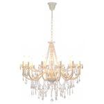 Casa si Gradina - Corpuri si surse de iluminat - Veioze si lampi - Lampadare - Candelabru cu margele, alb, 12 becuri E14 - Infinity.ro