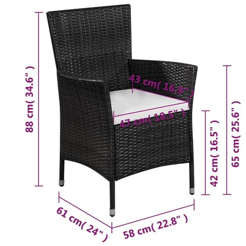 Casa si Gradina - Gradina si terasa - Mobilier exterior - Seturi mobila gradina - Set mobilier bistro, 3 piese, negru, poliratan - Infinity.ro