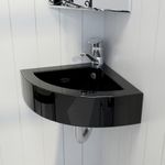 Casa si Gradina - Sanitare - Lavoar baie si accesorii - Lavoare si piedestale - Chiuveta cu preaplin, negru, 45 x 32 x 12,5 cm - Infinity.ro
