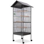 Petshop - Accesorii petshop - Culcusuri si custi - Tarcuri si colivii - Colivie de pasari cu acoperis, negru, 66 x 66 x 155 cm, otel - Infinity.ro