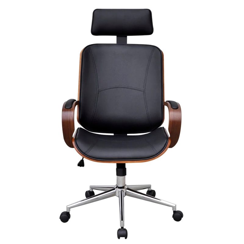 Casa si Gradina/Mobilier/Scaune si fotolii/Scaune - Scaun de birou rotativ, alb, piele ecologica si lemn curbat - Infinity.ro