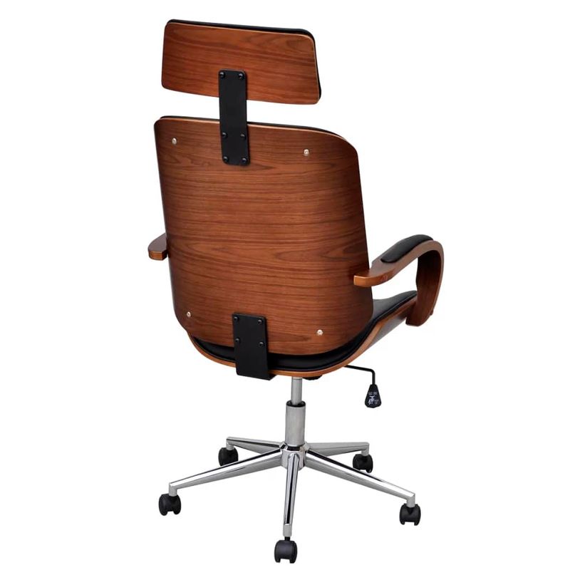 Casa si Gradina/Mobilier/Scaune si fotolii/Scaune - Scaun de birou rotativ, alb, piele ecologica si lemn curbat - Infinity.ro
