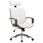 Casa si Gradina/Mobilier/Scaune si fotolii/Scaune - Scaun de birou rotativ, alb, piele ecologica si lemn curbat - Infinity.ro
