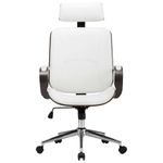 Casa si Gradina/Mobilier/Scaune si fotolii/Scaune - Scaun de birou rotativ, alb, piele ecologica si lemn curbat - Infinity.ro