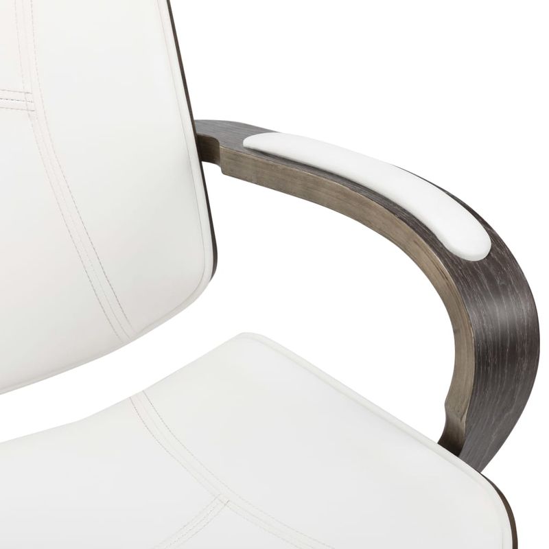 Casa si Gradina/Mobilier/Scaune si fotolii/Scaune - Scaun de birou rotativ, alb, piele ecologica si lemn curbat - Infinity.ro
