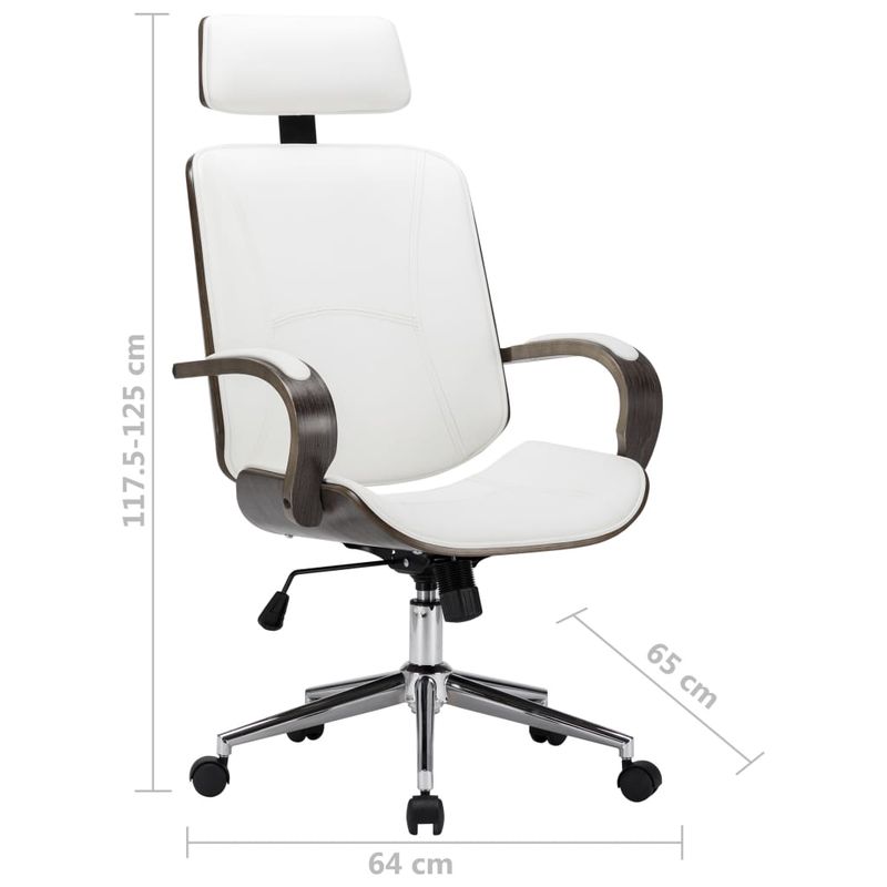 Casa si Gradina/Mobilier/Scaune si fotolii/Scaune - Scaun de birou rotativ, alb, piele ecologica si lemn curbat - Infinity.ro