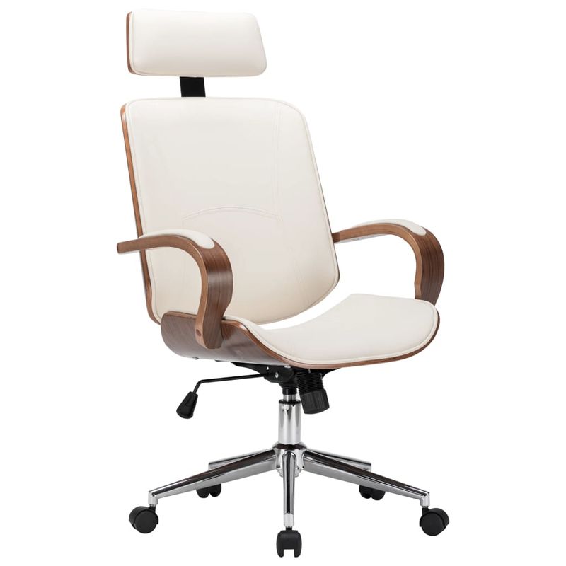 Casa si Gradina/Mobilier/Scaune si fotolii/Scaune - Scaun de birou rotativ, tetiera piele ecologica si lemn curbat - Infinity.ro