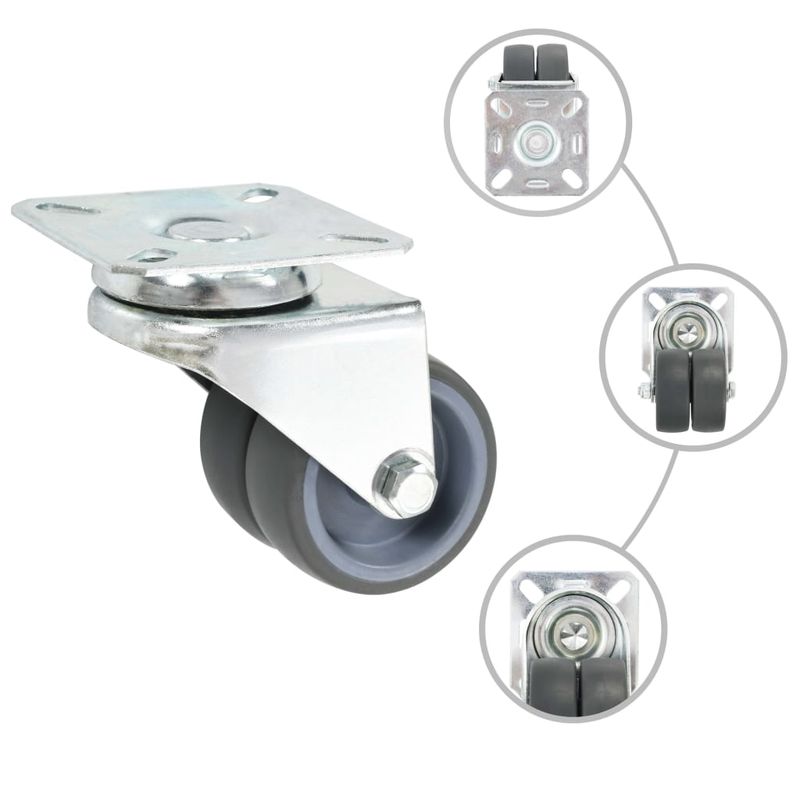 Casa si Gradina - Constructii - Depozitare, transport si protectie - Accesorii echipamente pentru transport si ridicat - Roti pivotante duble, 4 buc., 50 mm - Infinity.ro