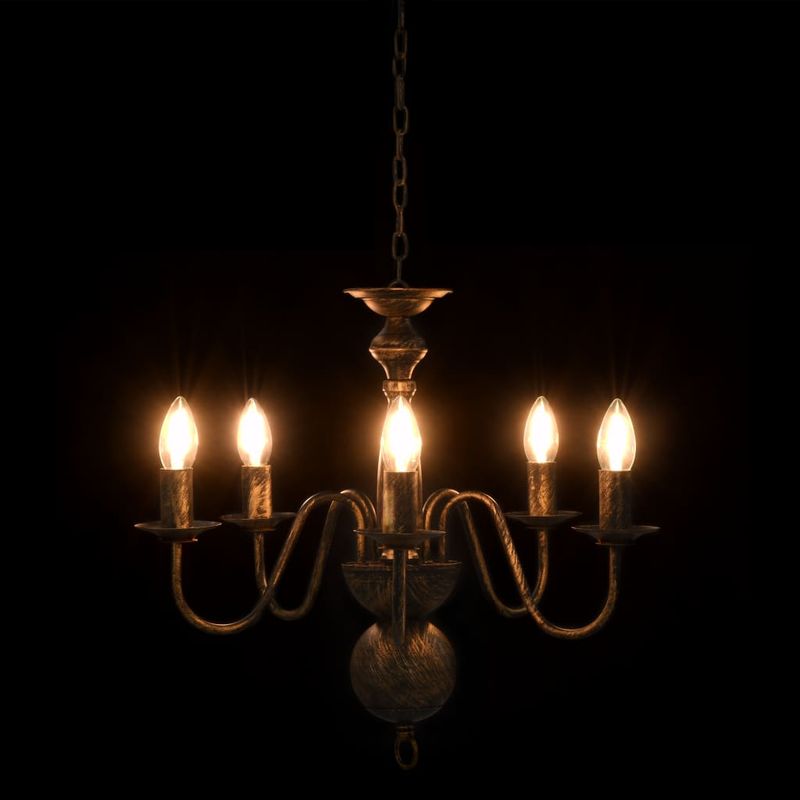 Casa si Gradina - Corpuri si surse de iluminat - Lustre si pendule - Candelabru antichizat, negru, 5 becuri E14 - Infinity.ro