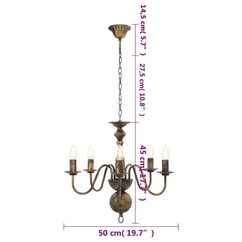 Casa si Gradina - Corpuri si surse de iluminat - Lustre si pendule - Candelabru antichizat, negru, 5 becuri E14 - Infinity.ro