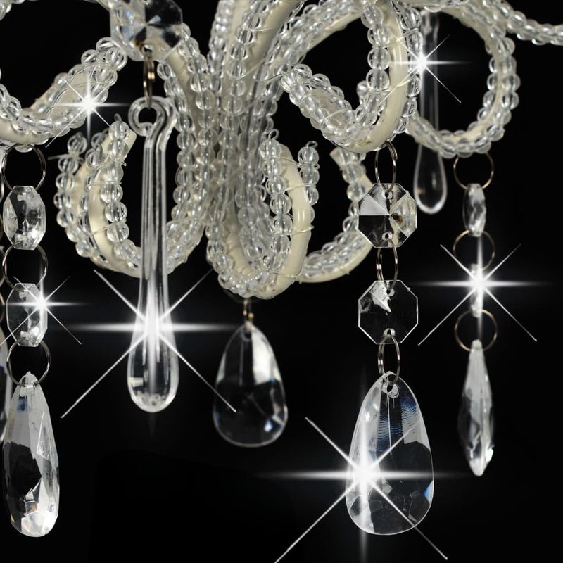 Casa si Gradina - Corpuri si surse de iluminat - Veioze si lampi - Lampi de veghe - Candelabru cu margele, alb, rotund, E14 - Infinity.ro