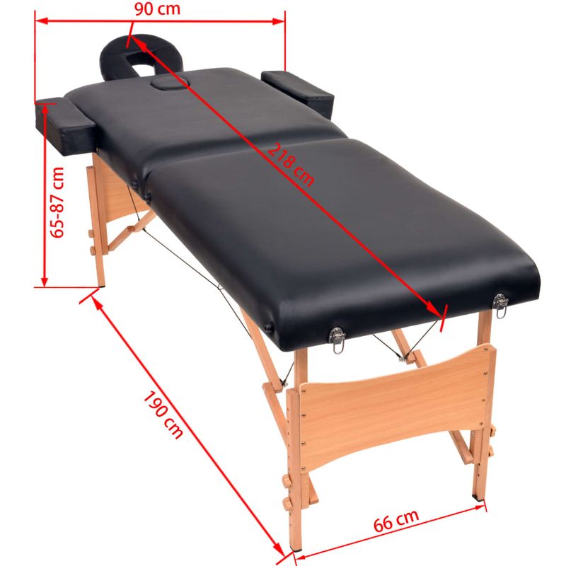 Ingrijire personala si Cosmetice - Sanatate si wellness - Articole wellness - Fotolii de masaj - Masa de masaj pliabila cu 2 zone, 10 cm grosime, negru - Infinity.ro