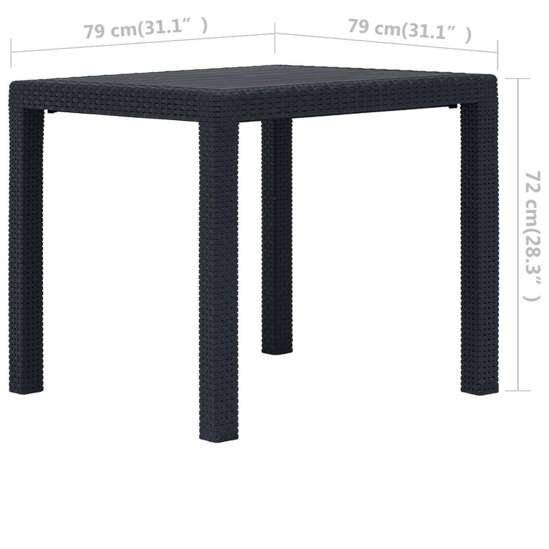 Casa si Gradina - Gradina si terasa - Mobilier exterior - Mese gradina - Masa de gradina, antracit, 79x79x72 cm, plastic, aspect ratan - Infinity.ro