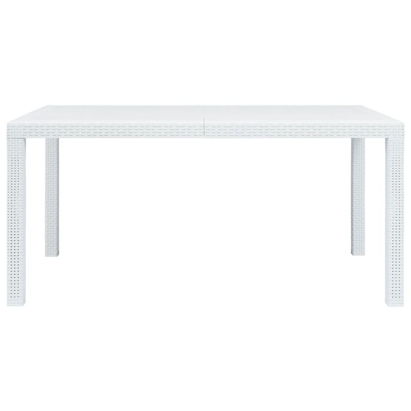 Casa si Gradina - Gradina si terasa - Mobilier exterior - Mese gradina - Masa de gradina, alb, 150 x 90 x 72 cm, plastic, aspect ratan - Infinity.ro
