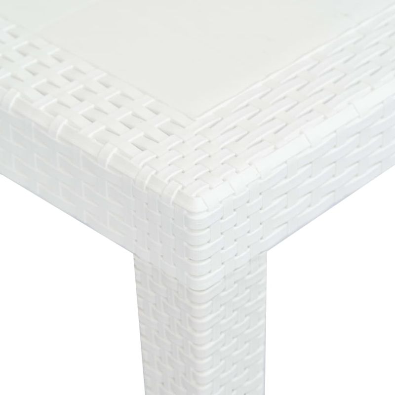Casa si Gradina - Gradina si terasa - Mobilier exterior - Mese gradina - Masa de gradina, alb, 150 x 90 x 72 cm, plastic, aspect ratan - Infinity.ro