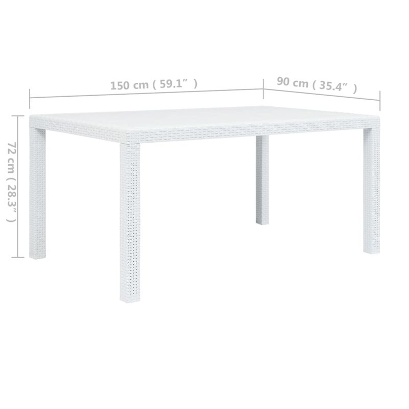 Casa si Gradina - Gradina si terasa - Mobilier exterior - Mese gradina - Masa de gradina, alb, 150 x 90 x 72 cm, plastic, aspect ratan - Infinity.ro