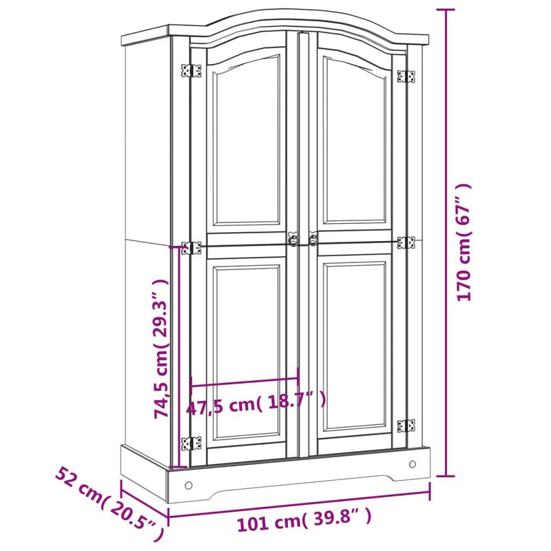 Casa si Gradina - Mobilier - Dulapuri si sifoniere - Sifoniere - Sifonier din lemn de pin mexican cu 2 usi, colectie Corona - Infinity.ro