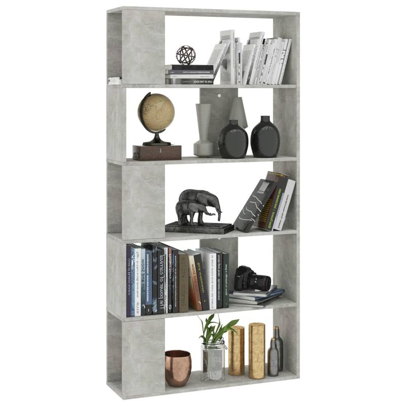 Casa si Gradina - Mobilier - Biblioteci si rafturi - Biblioteci - Biblioteca/Separator camera, gri beton, 80 x 24 x 159 cm, PAL - Infinity.ro