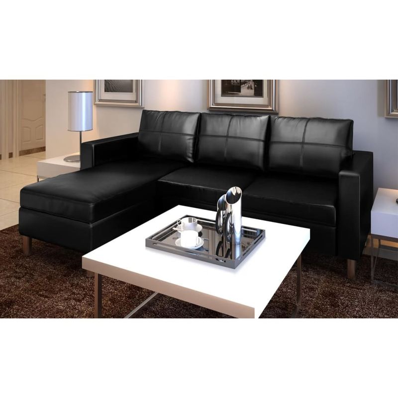 Casa si Gradina - Mobilier - Canapele si coltare - Canapele - Canapea modulara cu 3 locuri, piele artificiala, negru - Infinity.ro