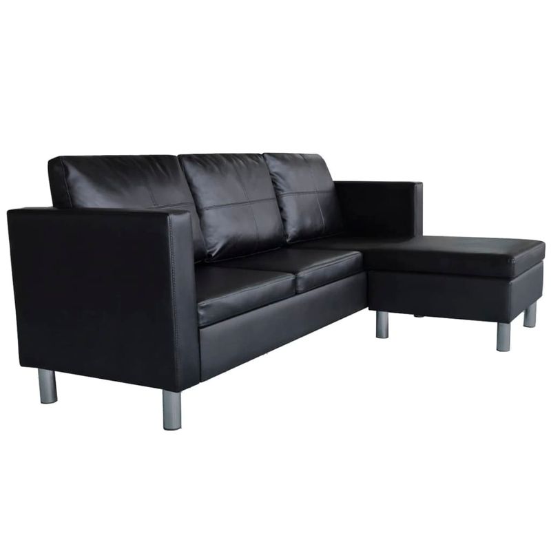 Casa si Gradina - Mobilier - Canapele si coltare - Canapele - Canapea modulara cu 3 locuri, piele artificiala, negru - Infinity.ro