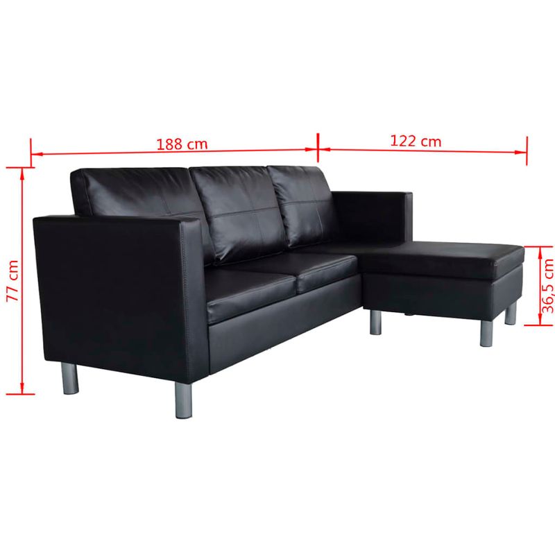 Casa si Gradina - Mobilier - Canapele si coltare - Canapele - Canapea modulara cu 3 locuri, piele artificiala, negru - Infinity.ro