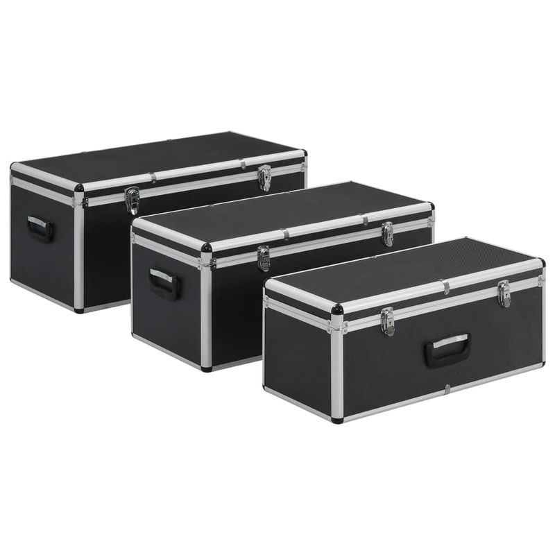 Casa si Gradina - Constructii - Depozitare, transport si protectie - Organizatoare si cutii scule - Cutii de depozitare, 3 buc., negru, aluminiu - Infinity.ro