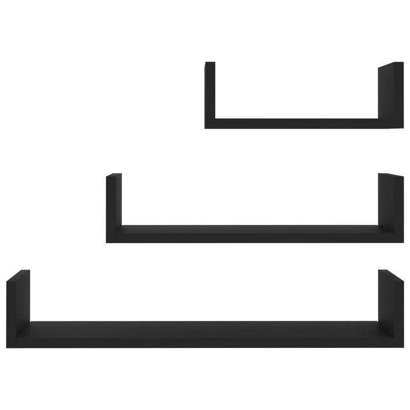 Casa si Gradina - Mobilier - Biblioteci si rafturi - Rafturi - Raft de perete, 3 buc., negru, PAL - Infinity.ro