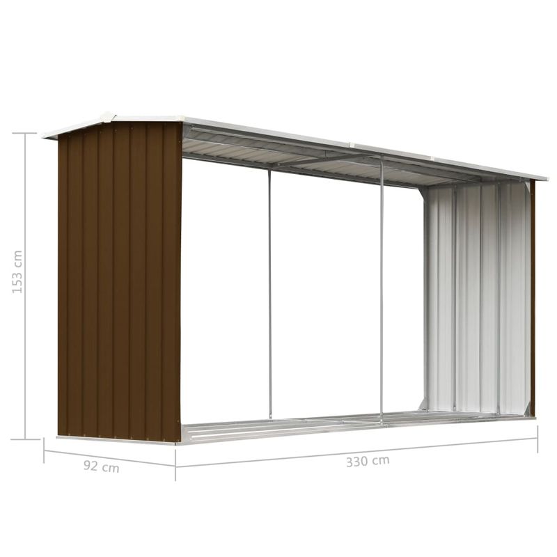 Casa si Gradina - Termice - Sobe, Seminee si accesorii - Accesorii seminee si sobe - Sopron depozitare lemne, maro, 330x92x153 cm, otel galvanizat - Infinity.ro