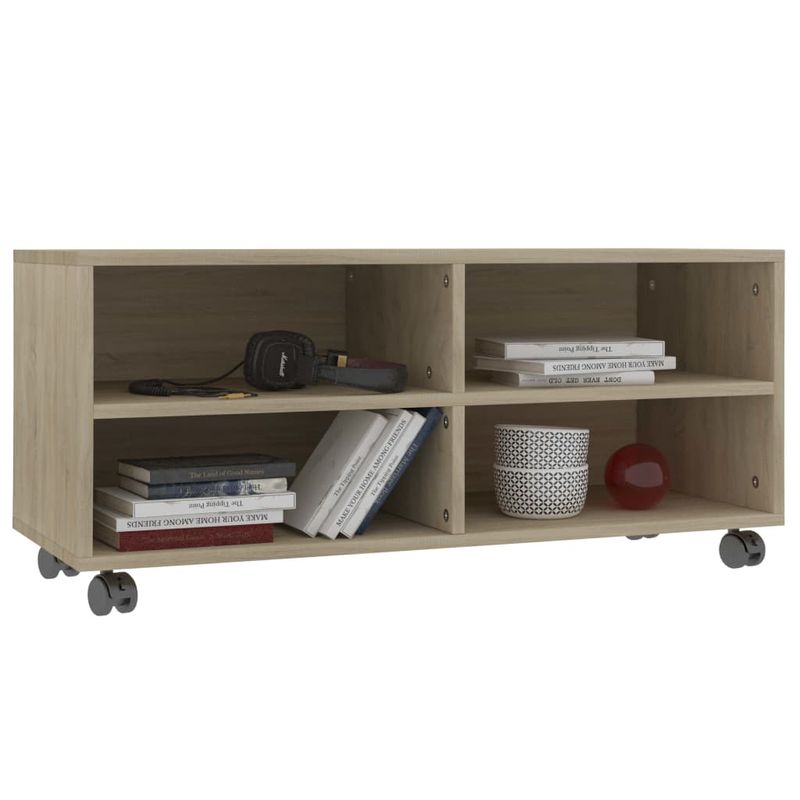 Casa si Gradina - Mobilier - Comode si corpuri - Comode - Comoda TV cu rotile, stejar Sonoma, 90x35x35, PAL - Infinity.ro