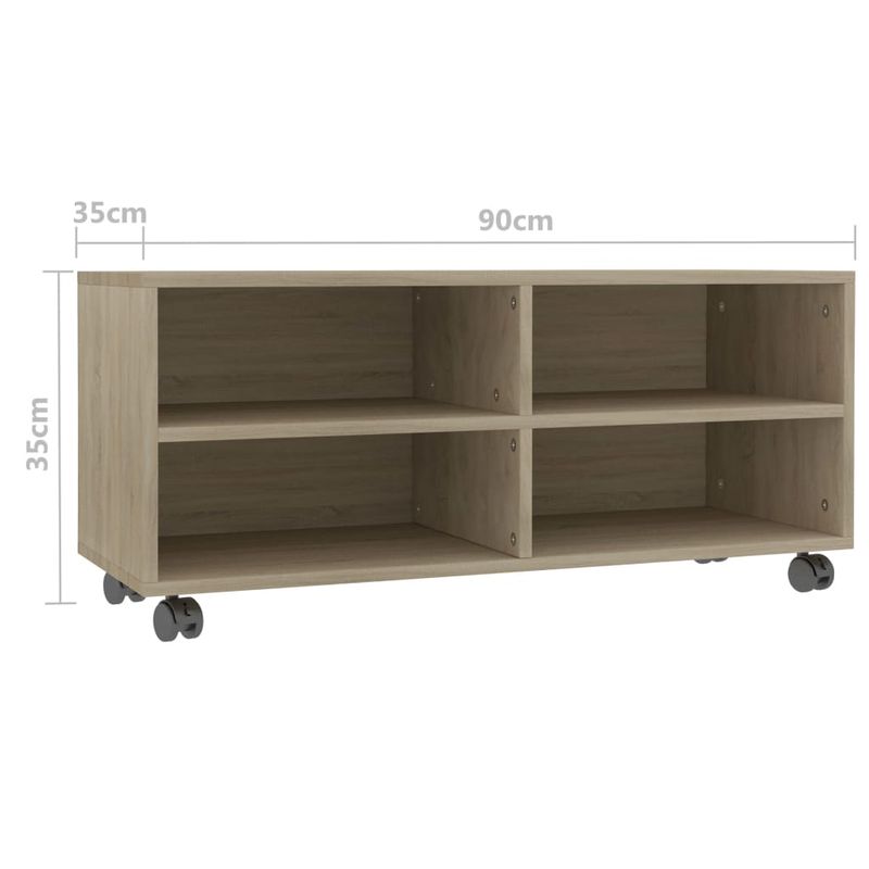 Casa si Gradina - Mobilier - Comode si corpuri - Comode - Comoda TV cu rotile, stejar Sonoma, 90x35x35, PAL - Infinity.ro