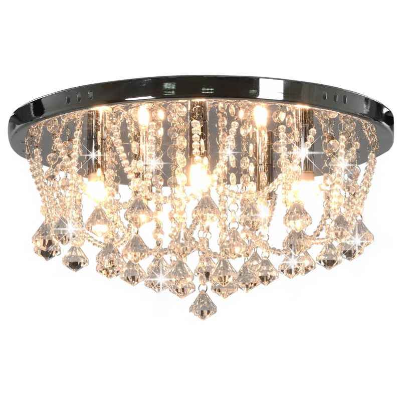 Casa si Gradina - Corpuri si surse de iluminat - Lustre si pendule - Lustra cu margele de cristal, argintiu, rotund, 4 becuri x G9, mărime 45x22 cm - Infinity.ro