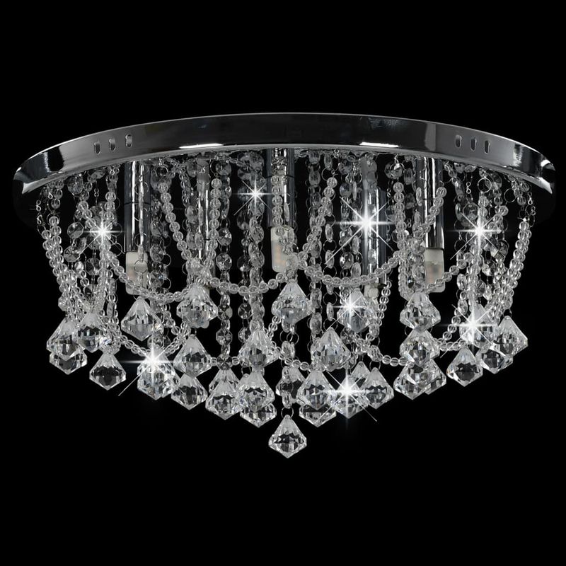 Casa si Gradina - Corpuri si surse de iluminat - Lustre si pendule - Lustra cu margele de cristal, argintiu, rotund, 4 becuri x G9, mărime 45x22 cm - Infinity.ro