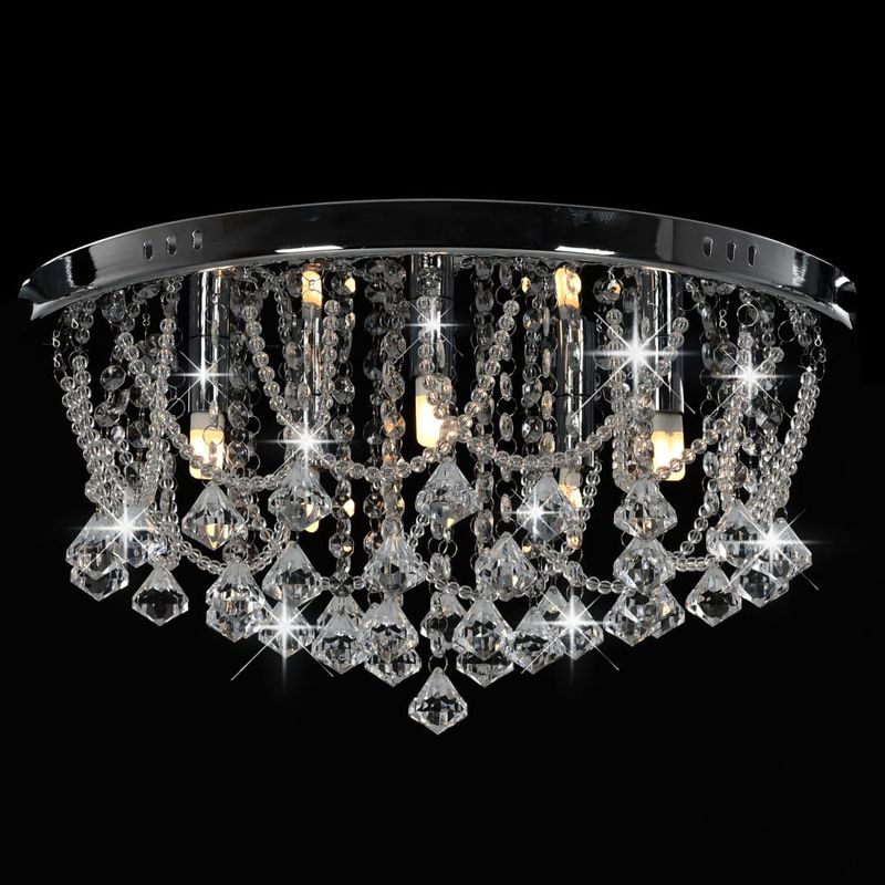 Casa si Gradina - Corpuri si surse de iluminat - Lustre si pendule - Lustra cu margele de cristal, argintiu, rotund, 4 becuri x G9, mărime 45x22 cm - Infinity.ro