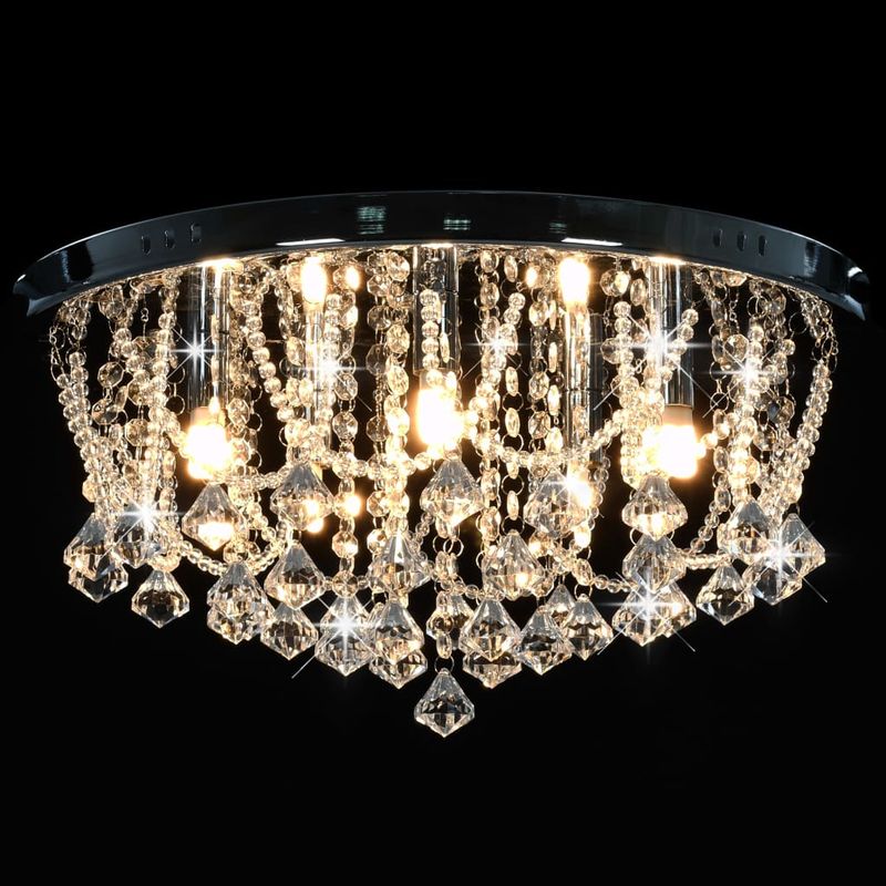 Casa si Gradina - Corpuri si surse de iluminat - Lustre si pendule - Lustra cu margele de cristal, argintiu, rotund, 4 becuri x G9, mărime 45x22 cm - Infinity.ro