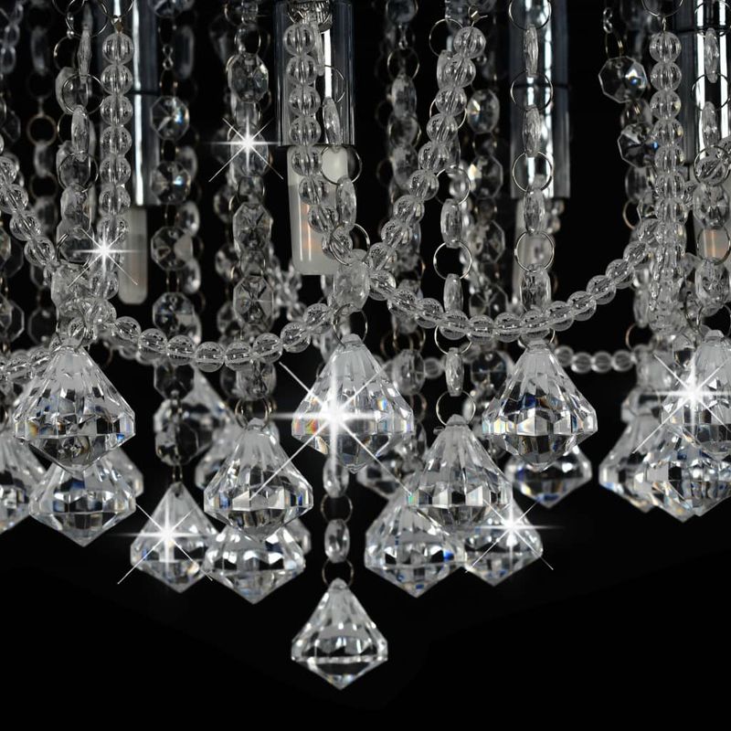 Casa si Gradina - Corpuri si surse de iluminat - Lustre si pendule - Lustra cu margele de cristal, argintiu, rotund, 4 becuri x G9, mărime 45x22 cm - Infinity.ro