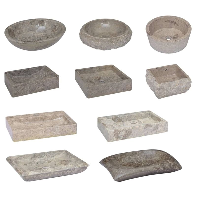 Casa si Gradina - Sanitare - Lavoar baie si accesorii - Lavoare si piedestale - Chiuveta, gri, Ø40x12 cm, marmura - Infinity.ro
